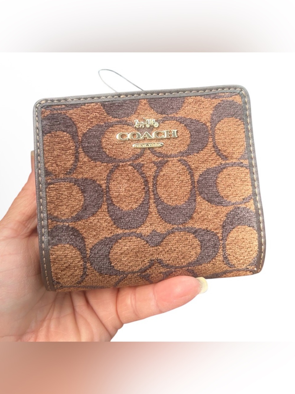NWT Coach Chenille signature snap wallet